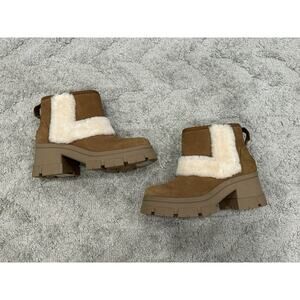 UGG Brooklyn Sunburst Platform Boots Women's Chestnut Suede US 12